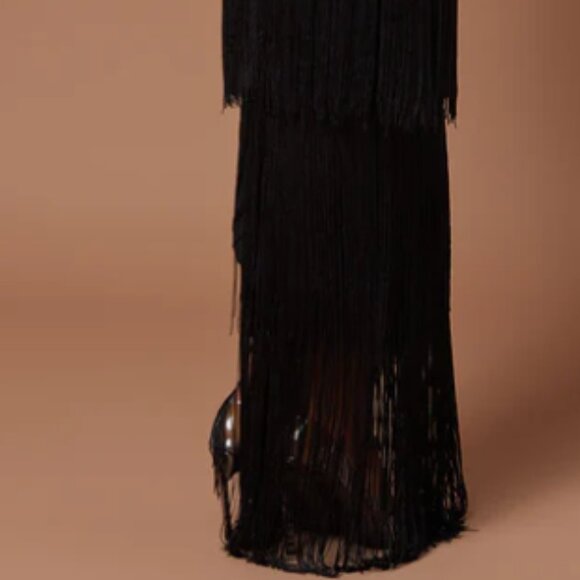 Faye Bandage Fringe Maxi Dress, Black, Medium, NWOT - Picture 4 of 6